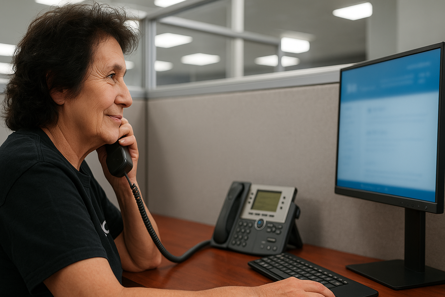 Call Center Agent at XPS answering a phone